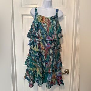 Bethany Colorful Ruffle Layered Dress Size 8 Summer Vacation ☀️